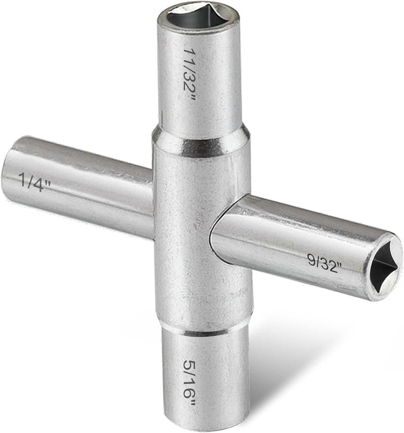 Hanpex 4-Way Sillcock Key Wrench, 1/4", 9/32", 5/16", 11/32", Fits Most Sillcock, Stopcock, Water Spigots, Wall-hydrant, Control Cabinet and Valves - Image 1